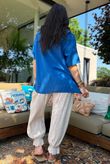 Izi Cheesecloth Button Tee Malibu Blue